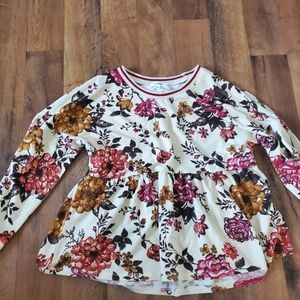 A medium size floral print long sleeve shirt.